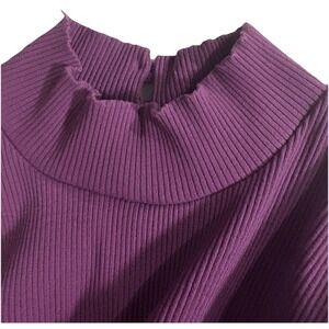 VENUS Mock Neck Knit Dress Purple XL Bodycon Fitted Stretch Curvy 90s Indie